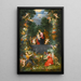 La Sainte Famille dans une guirlande de fruits, fleurs et légumes tenue par des anges - Jan Brueghel le Jeune — quadro incorniciato alla parete