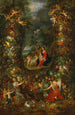 La Sainte Famille entourée d'une guirlanda di frutti sostenuta da putti - Jan Brueghel il Giovane — vista dell’opera