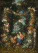La Vierge et l'Enfant avec il piccolo San Giovanni Battista circondati da ghirlande e festoni di frutta e fiori - Jan Brueghel il Giovane — vista dell’opera