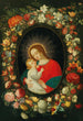 La Vierge et l'Enfant dans un cartouche entouré d'une guirlande de fleurs - Jan Brueghel le Jeune — vista dell’opera
