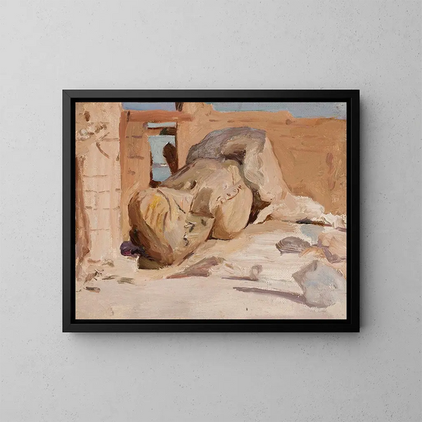 Rovine antiche del viaggio in Egitto - Jan Cybis — quadro incorniciato alla parete