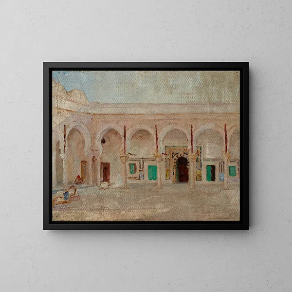 Hof von Kairouan in der Moschee der Schwert - Jan Cybis — gerahmtes Bild an der Wand