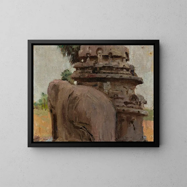 Pagode de Mahalipur sculptée dans la roche lors du voyage en Inde - Jan Cybis — gerahmtes Bild an der Wand