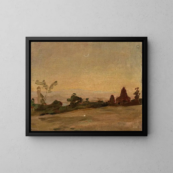 Landschaft bei Nacht in Indien - Jan Cybis — gerahmtes Bild an der Wand
