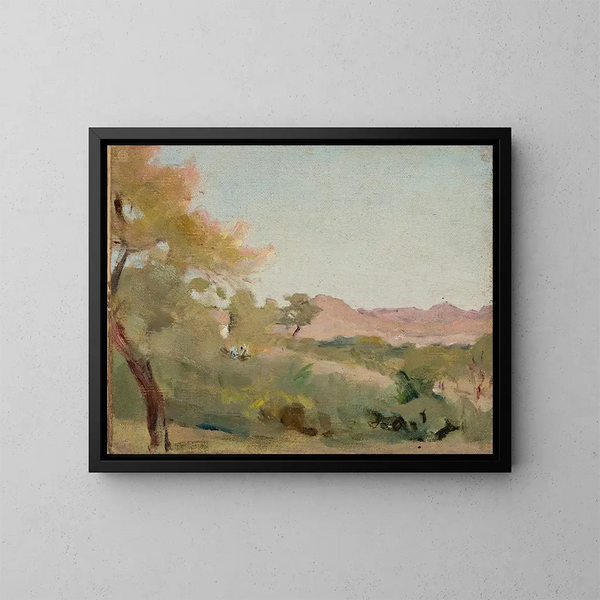 Landschaft von Udaipur, inspiriert von der Reise nach Indien - Jan Cybis — gerahmtes Bild an der Wand