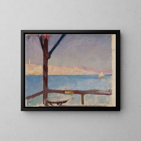 Ansicht von Konstantinopel vom Schiff während der Reise nach Konstantinopel - Jan Cybis — gerahmtes Bild an der Wand