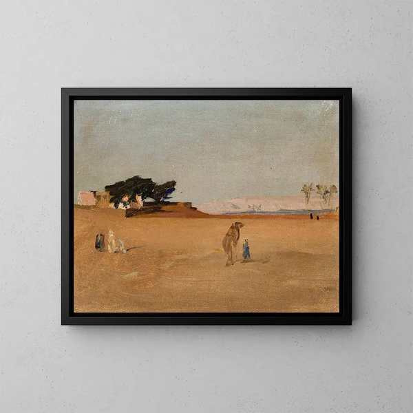 Vue des pyramides au crépuscule depuis le voyage en Égypte - Jan Cybis — gerahmtes Bild an der Wand