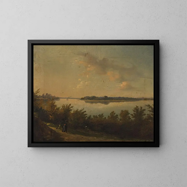Landschaft von Saska bei Sonnenuntergang - Jan Feliks Piwarski — gerahmtes Bild an der Wand