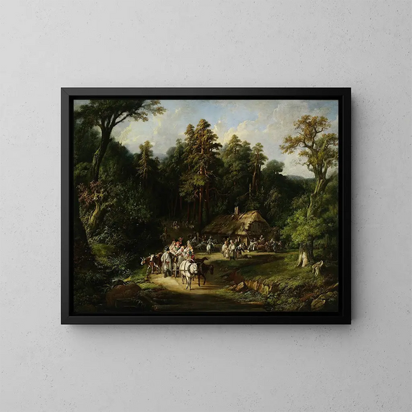 Die letzte Münze, Taverne in der Nähe von Warschau - Jan Feliks Piwarski — gerahmtes Bild an der Wand