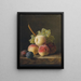 Natura morta con pesche, uva e susine su un mensola - Jan Frans van Dael — quadro incorniciato alla parete