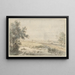 Landscape painting with a fisherman by the water - Jan Hulswit — framed artwork on a wall