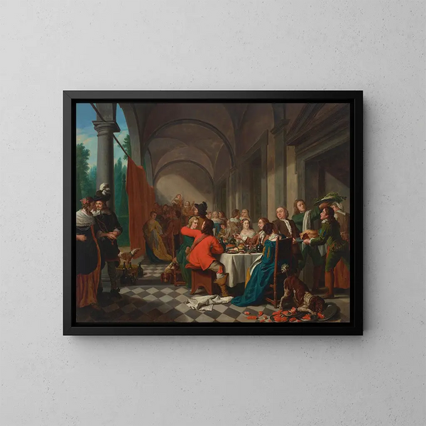Un elegante cena in un'arcata - Jan Josef Horemans l'Ancien — quadro incorniciato alla parete