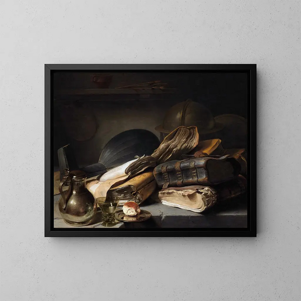 Stillleben mit Büchern - Jan Lievens — gerahmtes Bild an der Wand