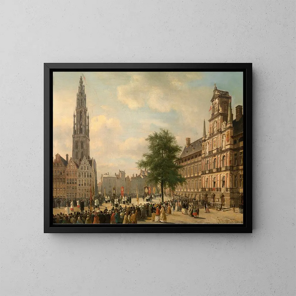 Processione sulla Grand-Place di Anversa - Jan Michiel Ruyten — quadro incorniciato alla parete