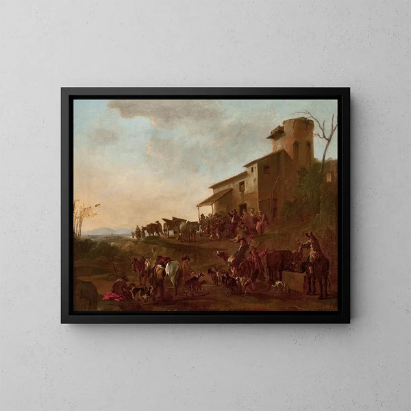 Scène devant une taverna - Jan Miel — quadro incorniciato alla parete