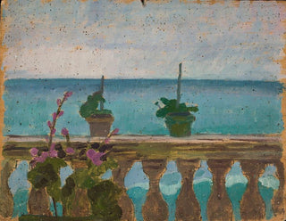 Balkon mit Blumenkübeln - Jan Rembowski — Ansicht des Kunstwerks