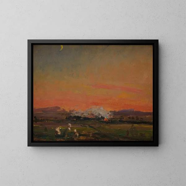 Im Feld, Sonnenuntergang in der Ukraine - Jan Stanisławski — gerahmtes Bild an der Wand