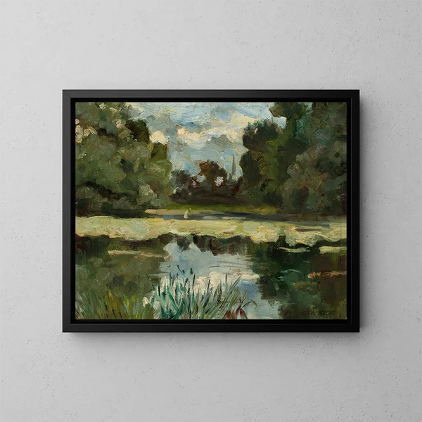 Landschaft eines Parks mit einem Teich - Jan Stanisławski — gerahmtes Bild an der Wand