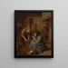 Ein Interieur einer Taverne mit einer Frau, die Pfeife raucht, und einem Mann, der Tabak schneidet - Jan Steen — gerahmtes Bild an der Wand