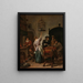 Innenbild mit einer Frau, die einen Papagei füttert, bekannt als Die Papageienvoliere - Jan Steen — gerahmtes Bild an der Wand