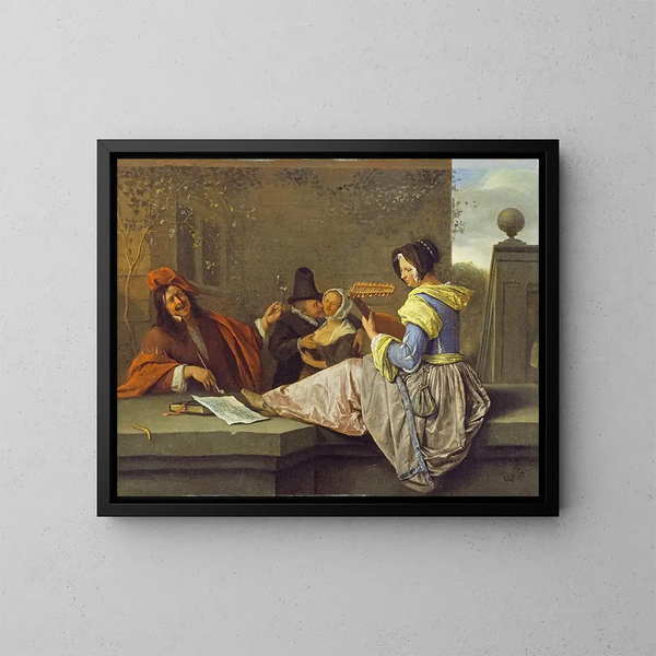 Der Lautenspieler - Jan Steen — gerahmtes Bild an der Wand
