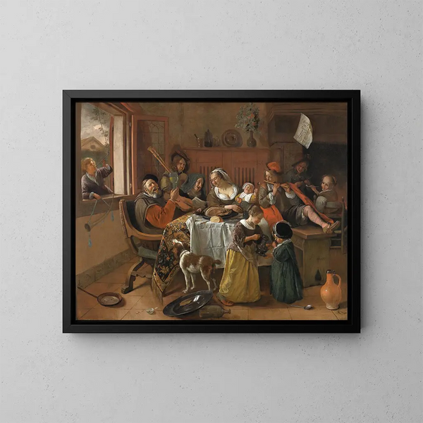 Die fröhliche Familie - Jan Steen — gerahmtes Bild an der Wand