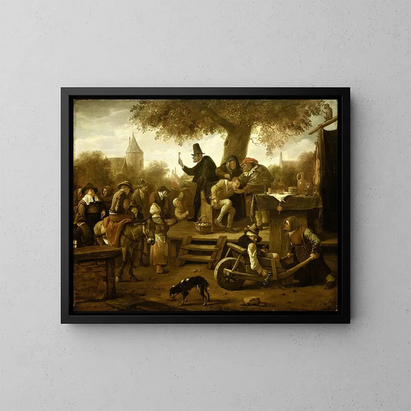 Der Scharlatan - Jan Steen — gerahmtes Bild an der Wand