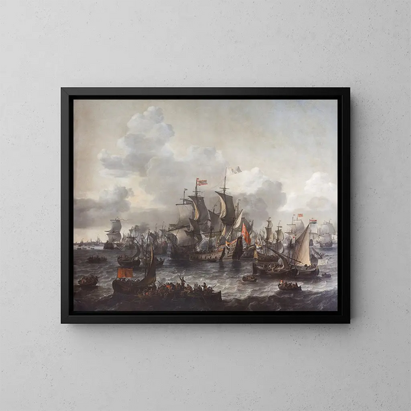Die Schlacht in der Nordsee 1573 - Jan Theunisz Blanckerhoff — gerahmtes Bild an der Wand