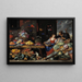Fruit and Vegetable Market Painting with a Young Fruit Seller - Jan van Kessel the Elder — framed artwork on a wall