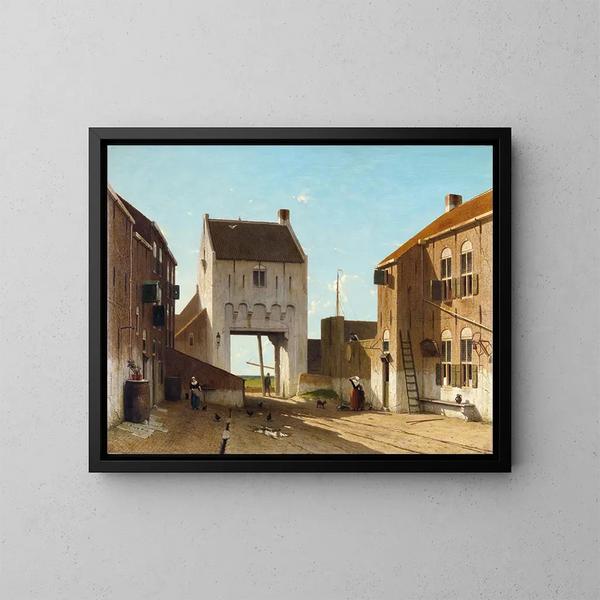 Eine Stadtport in Leerdam - Jan Weissenbruch — gerahmtes Bild an der Wand
