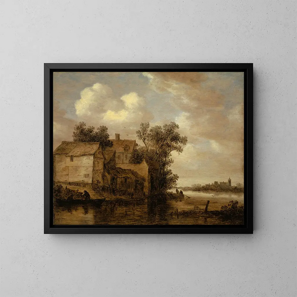 Flusslandschaft - Jan van Goyen — gerahmtes Bild an der Wand