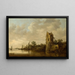 Fiume con una vecchia torre - Jan van Goyen — quadro incorniciato alla parete
