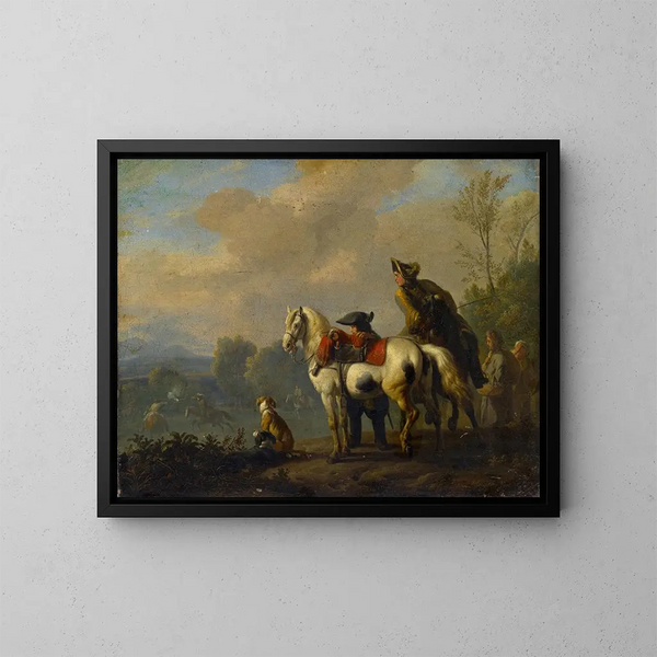 Ein Duell zu Pferd - Jan van Huchtenburg — gerahmtes Bild an der Wand