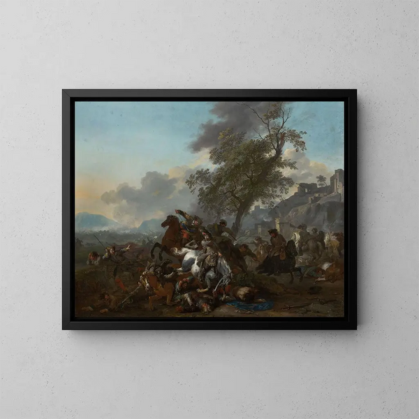 Schlacht - Jan van Huchtenburg — gerahmtes Bild an der Wand