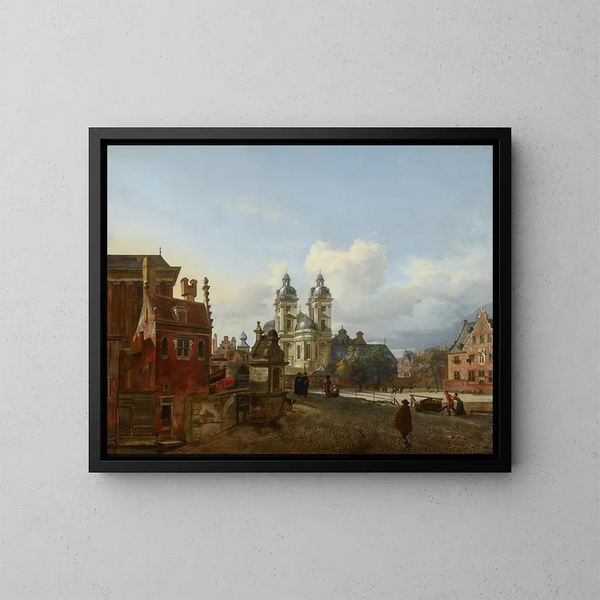 L'église Saint-André à Düsseldorf - Jan van der Heyden — gerahmtes Bild an der Wand