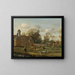 Vista di Goudestein con una donna e un bambino che camminano accanto a una diga - Jan van der Heyden — quadro incorniciato alla parete