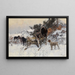 Hunting scene painting on a cart drawn by horses - Jaroslav Věšín — framed artwork on a wall