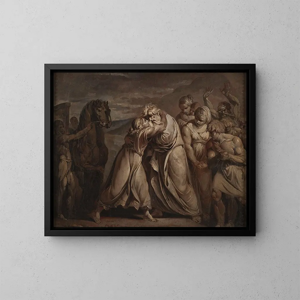 Joseph ritrova suo padre Giacobbe nel deserto - Jean-Antoine Julien de Parme — quadro incorniciato alla parete