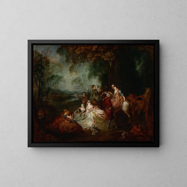 Fête champêtre - Jean-Antoine Watteau — gerahmtes Bild an der Wand