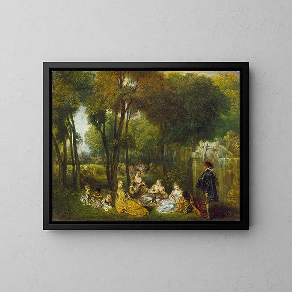 Les Champs-Élysées - Jean-Antoine Watteau — gerahmtes Bild an der Wand