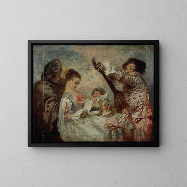 Um uns zu beweisen, dass diese Schönheit - Jean-Antoine Watteau — gerahmtes Bild an der Wand