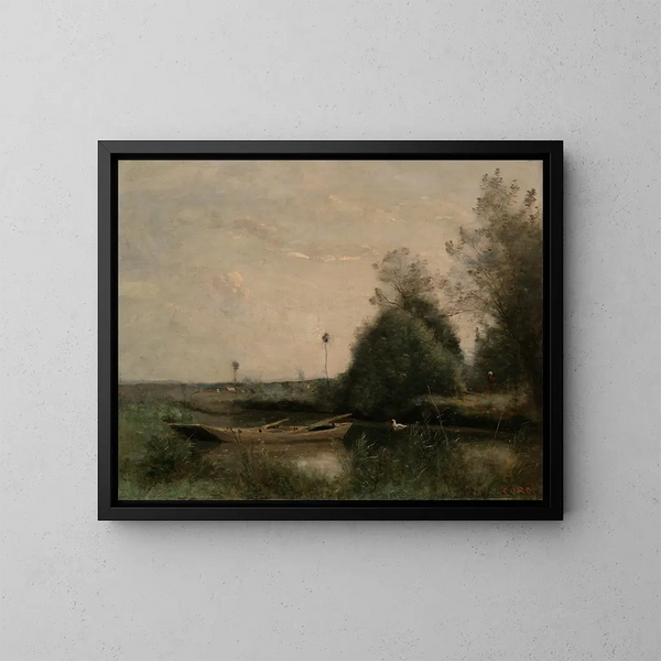 Ein Teich bei Mortain - Jean-Baptiste-Camille Corot — gerahmtes Bild an der Wand
