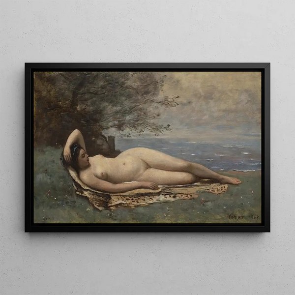 Bacchante al mare - Jean-Baptiste-Camille Corot — quadro incorniciato alla parete