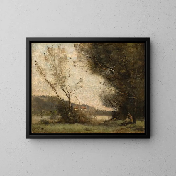Am Flussufer - Jean-Baptiste-Camille Corot — gerahmtes Bild an der Wand