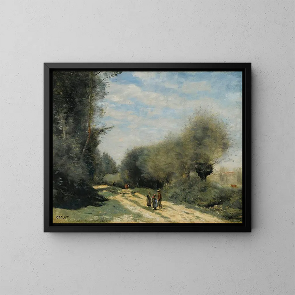 Route dans la campagne à Crcy-en-Brie - Jean-Baptiste-Camille Corot — gerahmtes Bild an der Wand