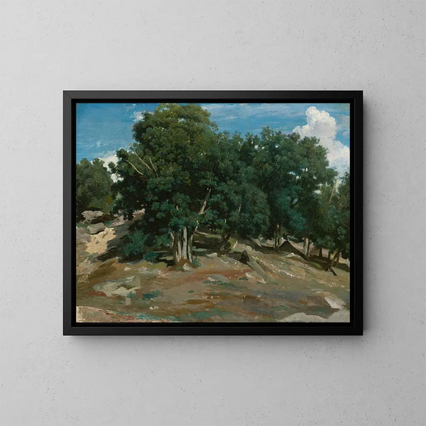 Eichen von Fontainebleau in BasBrau - Jean-Baptiste-Camille Corot — gerahmtes Bild an der Wand
