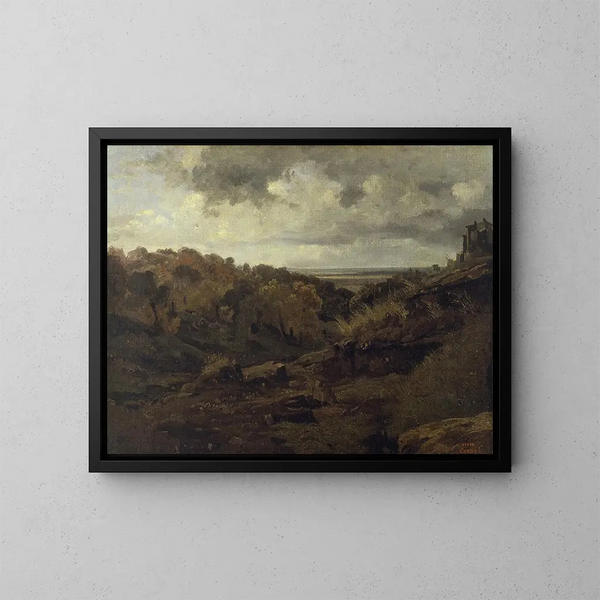 Italienisches Landschaftsgemälde bei Marino im Herbst - Jean-Baptiste-Camille Corot — gerahmtes Bild an der Wand