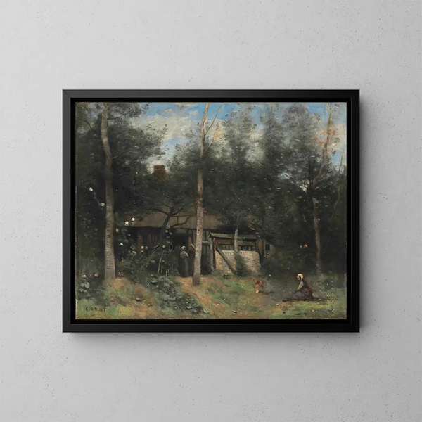 La Chaumière aux sureaux, Normandie - Jean-Baptiste-Camille Corot — gerahmtes Bild an der Wand