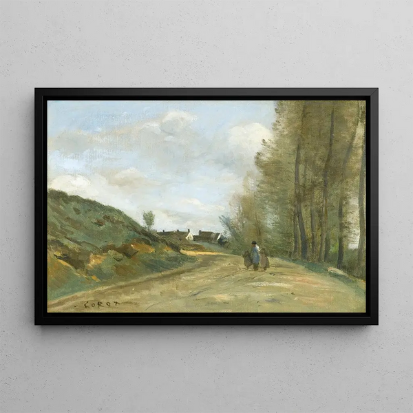 Die Route von Gouvieux bei Chantilly - Jean-Baptiste-Camille Corot — gerahmtes Bild an der Wand