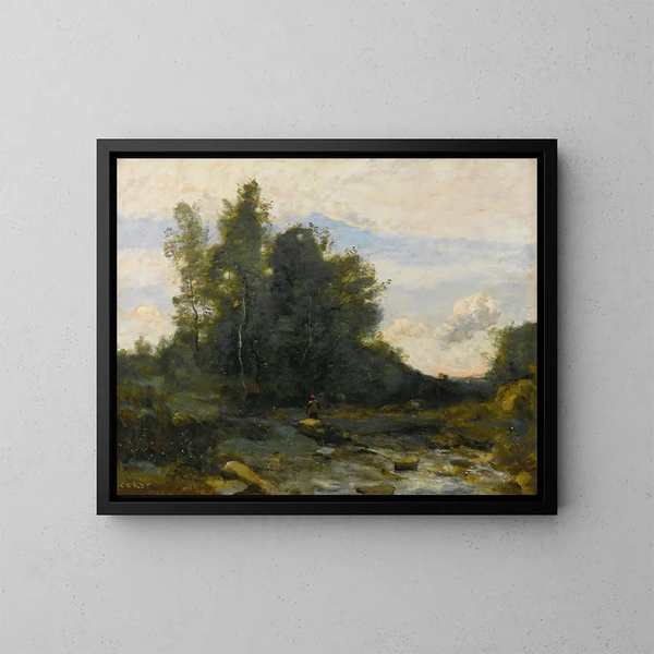 Der felsige Torrent - Jean-Baptiste-Camille Corot — gerahmtes Bild an der Wand